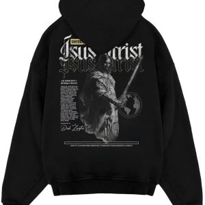 Crni duks „Isus Hrist" — štampa na leđima